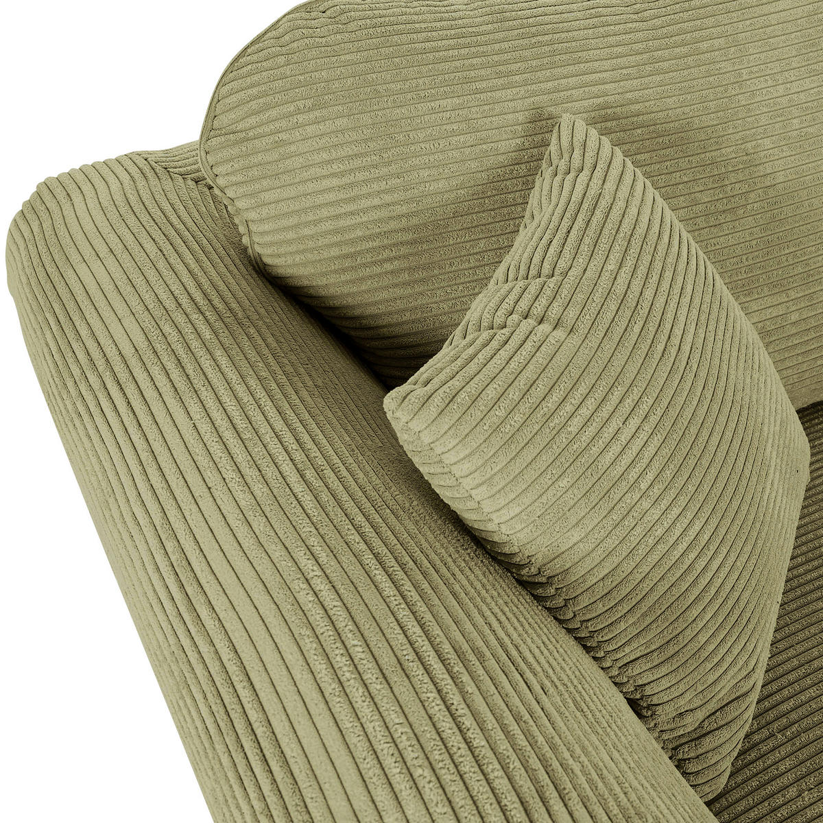 3-SITZER-SOFA in Cord Hellgrün  - Dunkelbraun/Hellgrün, Konventionell, Holz/Textil (215/70/90cm) - home24