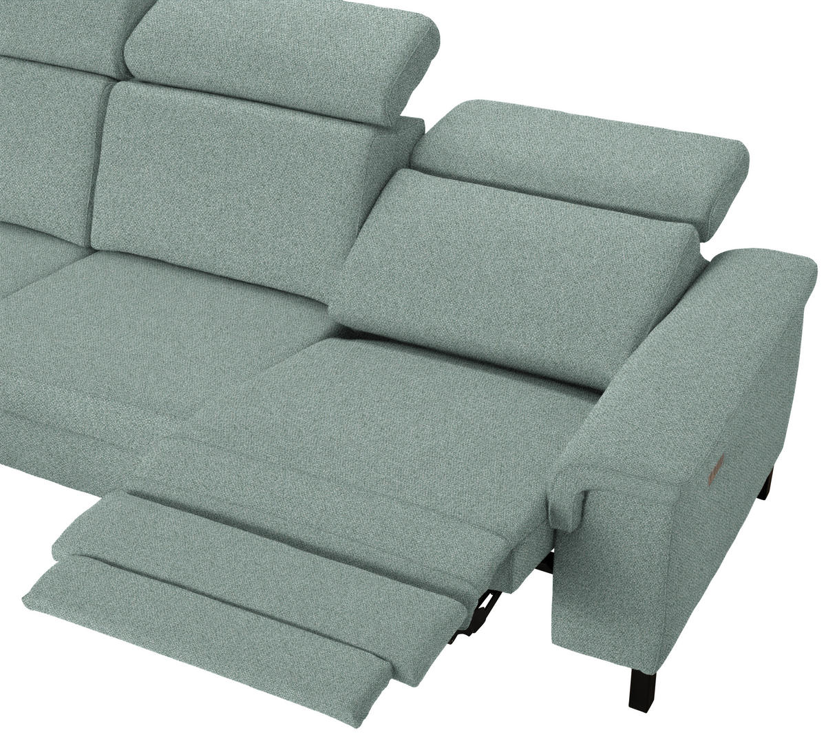 ECKSOFA in Flachgewebe Mintgrün  - Schwarz/Mintgrün, Konventionell, Textil/Metall (182/304cm) - Pure Home Comfort