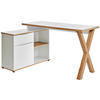 ECKSCHREIBTISCH 140/95/76 cm  in Weiß, Eichefarben  - Eichefarben/Weiß, MODERN, Holzwerkstoff/Metall (140/95/76cm) - Livetastic