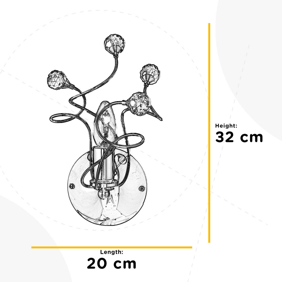 WANDLEUCHTE 20/20/32 cm   - Chromfarben, Basics, Glas/Metall (20/20/32cm)