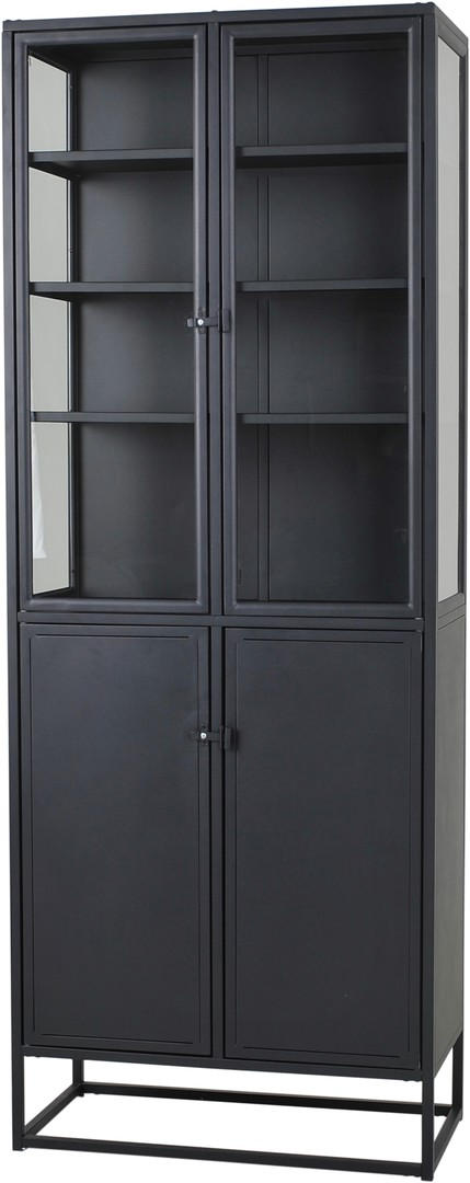 VITRINSKÅP i svart  - svart/transparent, Design, metall/glas (80/210/40cm) - Best Price