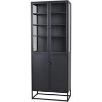 VITRINSKÅP i svart  - svart/transparent, Design, metall/glas (80/210/40cm) - Best Price
