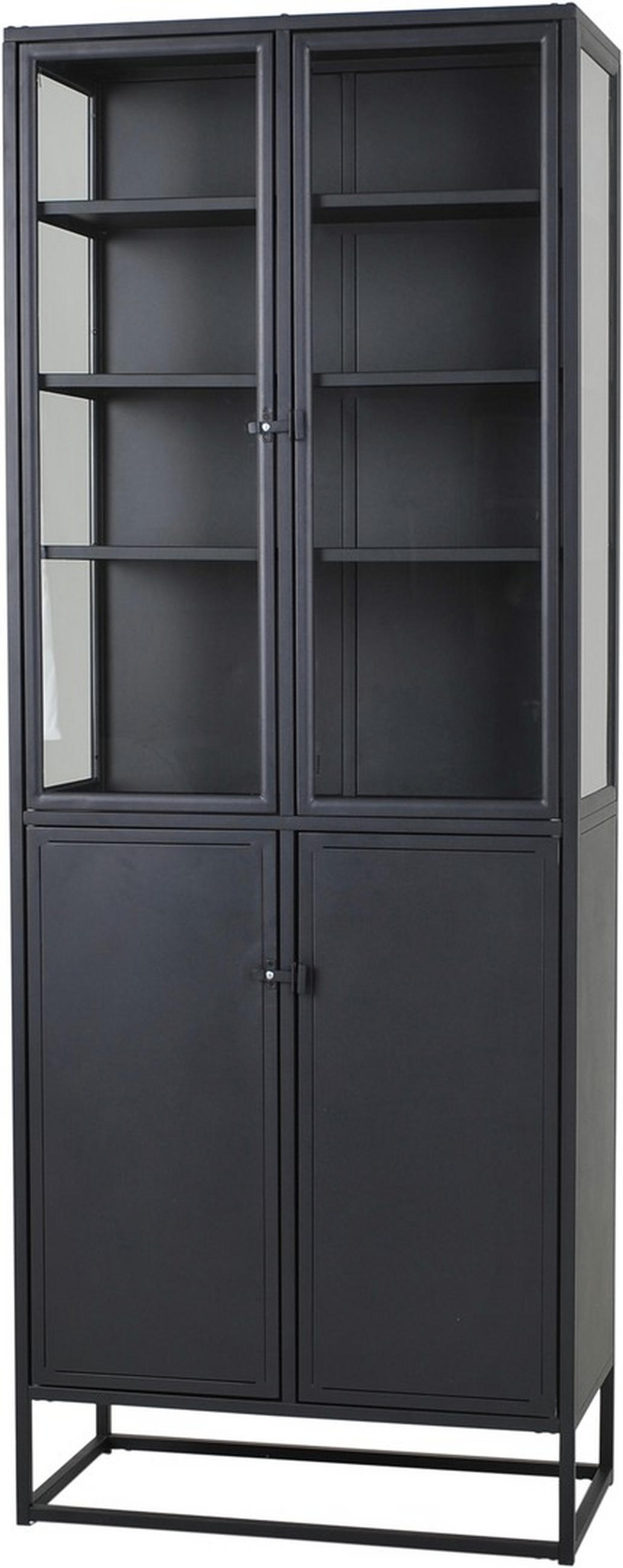 VITRINSKÅP i svart  - svart/transparent, Design, metall/glas (80/210/40cm) - Best Price