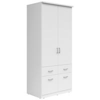 KLEIDERSCHRANK  in Weiß  - Silberfarben/Weiß, KONVENTIONELL, Holzwerkstoff/Kunststoff (91/199/58cm) - Boxxx