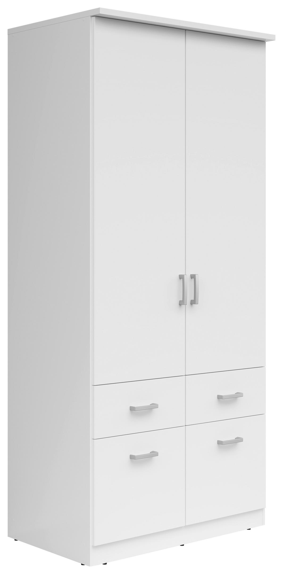 KLEIDERSCHRANK  in Weiß  - Silberfarben/Weiß, KONVENTIONELL, Holzwerkstoff/Kunststoff (91/199/58cm) - Boxxx