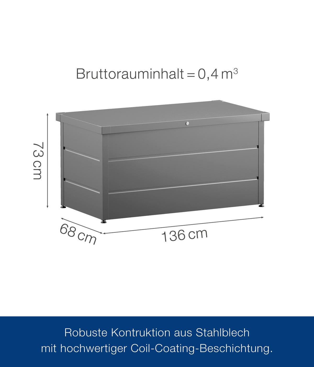 KISSENBOX 136/72,5/67,5 cm  - Alufarben, Basics, Metall (136/72,5/67,5cm)