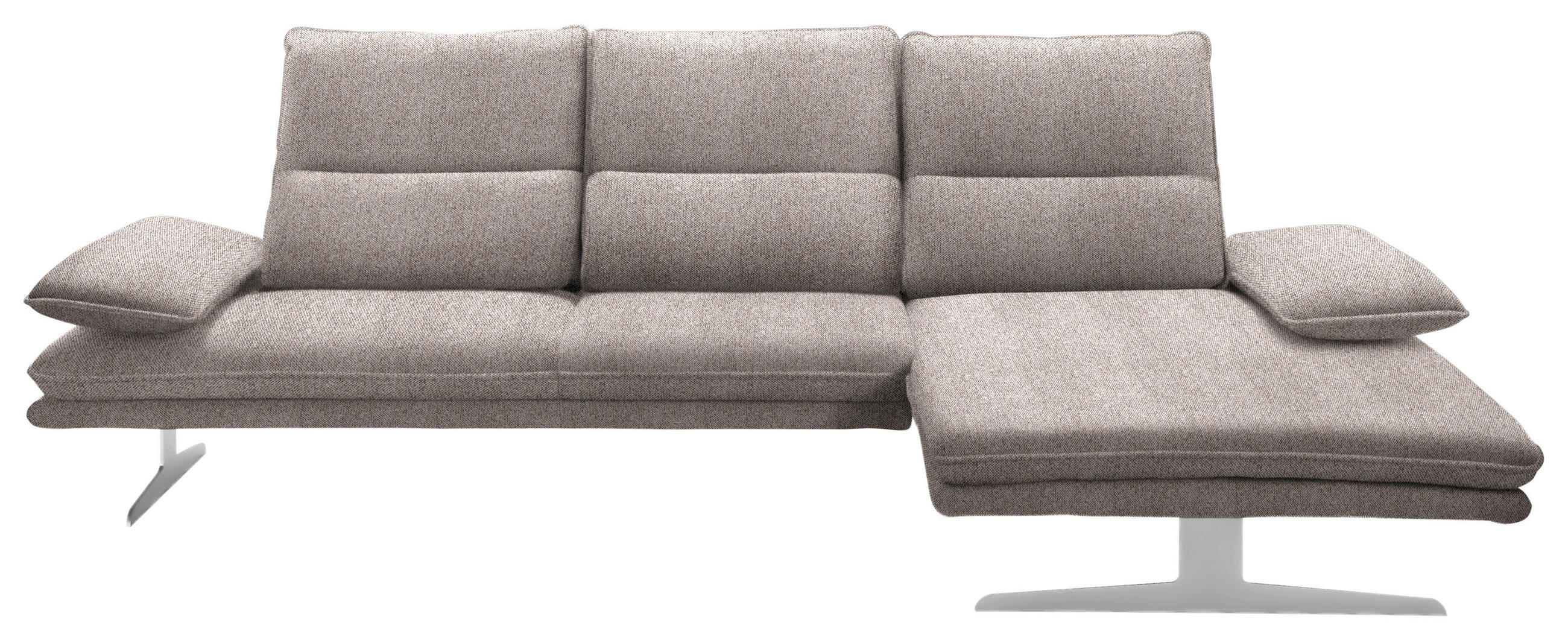ECKSOFA Hellbraun - Hellbraun/Edelstahlfarben, Design, Textil/Metall (291/164cm) - Chilliano