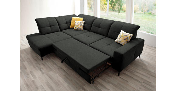 ECKSOFA in Chenille Anthrazit 240/308 cm - Anthrazit/Schwarz, Design, Textil/Metall (240/308cm) - Xora
