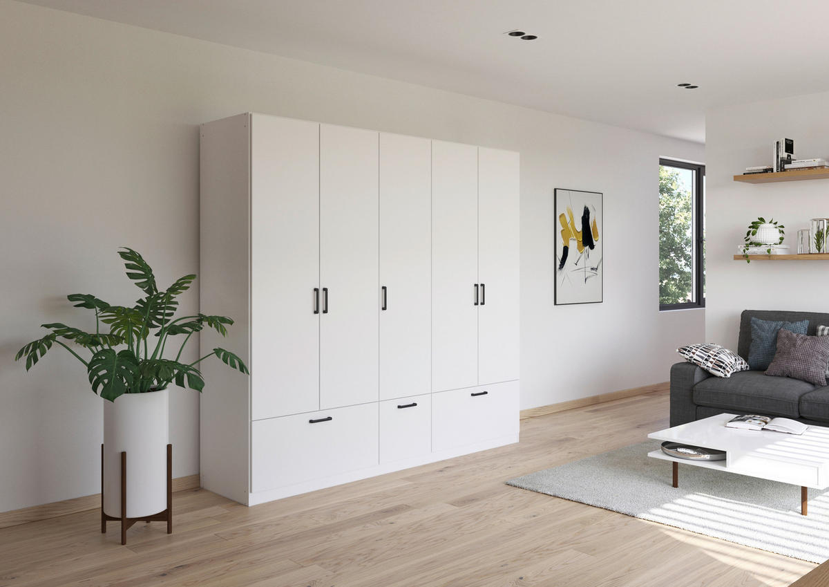 KLEIDERSCHRANK  in Weiß  - Weiß/Grau, Basics, Holzwerkstoff/Metall (226/210/54cm) - Boxxx