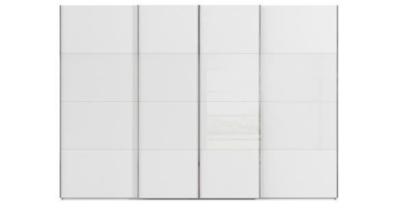 SCHWEBETÜRENSCHRANK  in Weiß  - Chromfarben/Weiß, KONVENTIONELL, Glas/Holzwerkstoff (316/223/68cm) - Novel