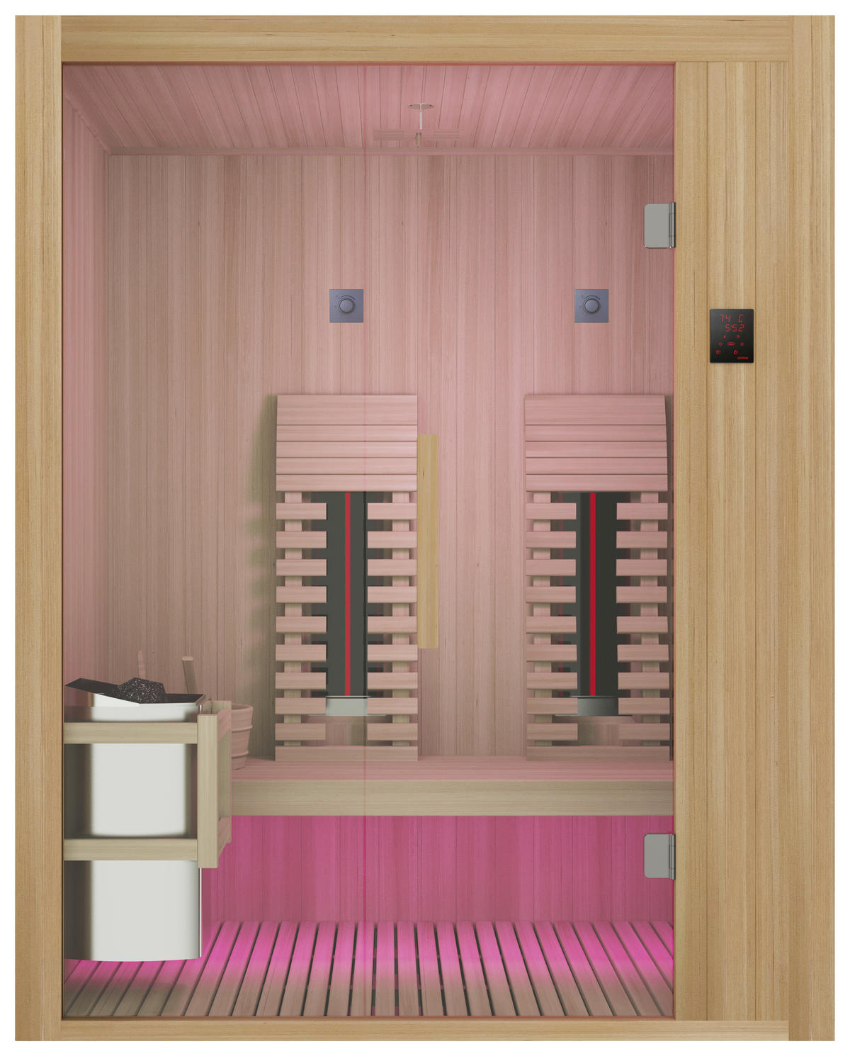 INFRAROTKABINE für 2 Personen  - Naturfarben, Basics, Glas/Holz (110/200/160cm) - Sanotechnik