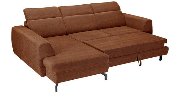ECKSOFA Cognac Chenille  - Cognac/Schwarz, KONVENTIONELL, Textil/Metall (185/240cm) - Carryhome