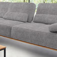 ECKSOFA in Flachgewebe Hellgrau  - Hellgrau/Schwarz, Natur, Holz/Textil (176/314cm) - Valnatura