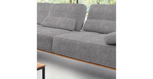 ECKSOFA in Flachgewebe Hellgrau  - Hellgrau/Schwarz, Natur, Holz/Textil (176/314cm) - Valnatura