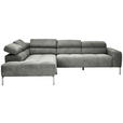 ECKSOFA  in Flachgewebe Dunkelgrau  224/282 cm  - Chromfarben/Dunkelgrau, KONVENTIONELL, Textil/Metall (224/282cm) - Hom`in