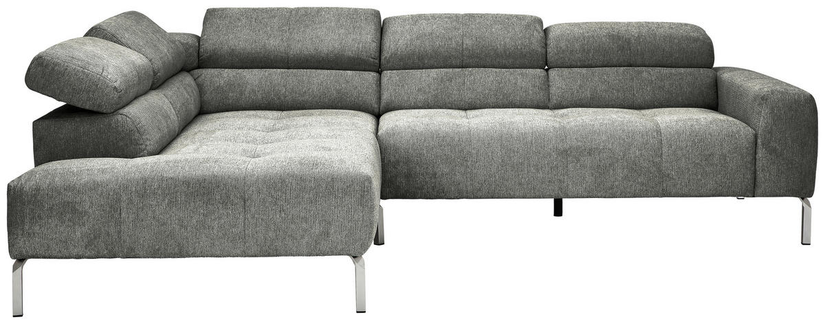 ECKSOFA in Flachgewebe Dunkelgrau  224/282 cm  - Chromfarben/Dunkelgrau, KONVENTIONELL, Textil/Metall (224/282cm) - Hom`in