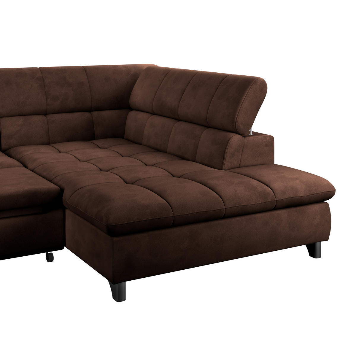 ECKSOFA Braun Chenille  - Chromfarben/Braun, KONVENTIONELL, Textil/Metall (312/234cm) - Livetastic