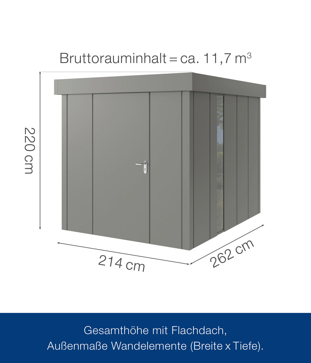 GERÄTEHAUS 229/220/277 cm  - Alufarben, Basics, Metall (229/220/277cm)