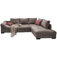 ECKSOFA Taupe Cord  - Taupe/Koralle, Design, Holz/Textil (298/202cm) - MID.YOU