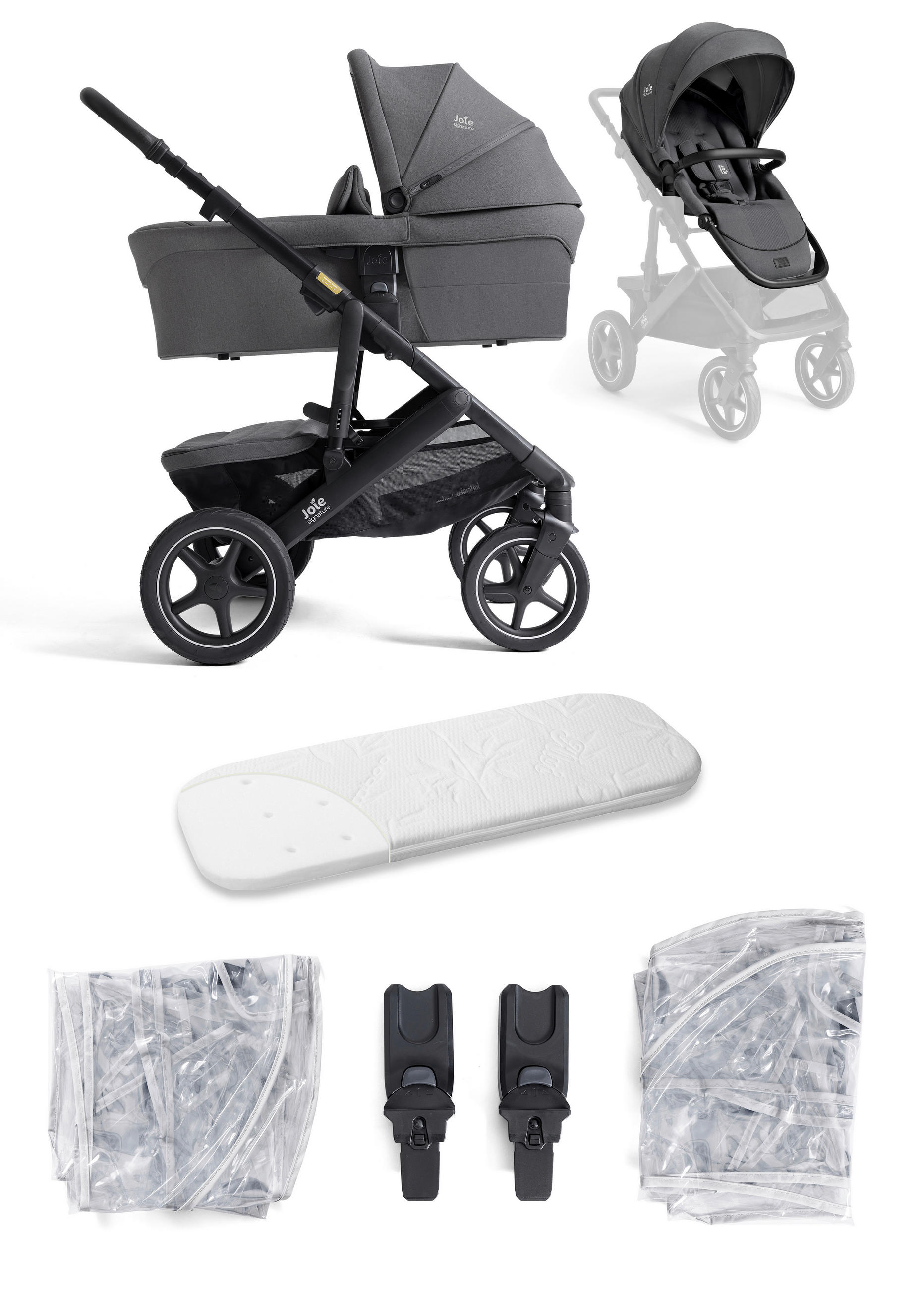 KINDERWAGENSET  Vinca 2in1  Ebony  - Blaugrau/Schwarz, Basics, Kunststoff/Metall (65/109/97cm) - JOIE SIGNATURE