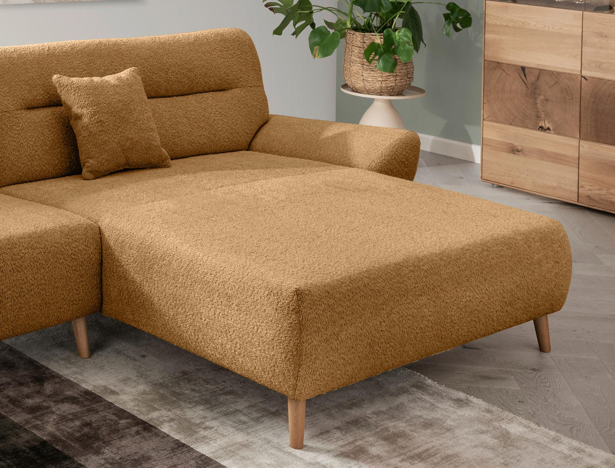 ECKSOFA in Bouclé Goldfarben  - Wildeiche/Goldfarben, Konventionell, Holz/Textil (290cm) - MID.YOU