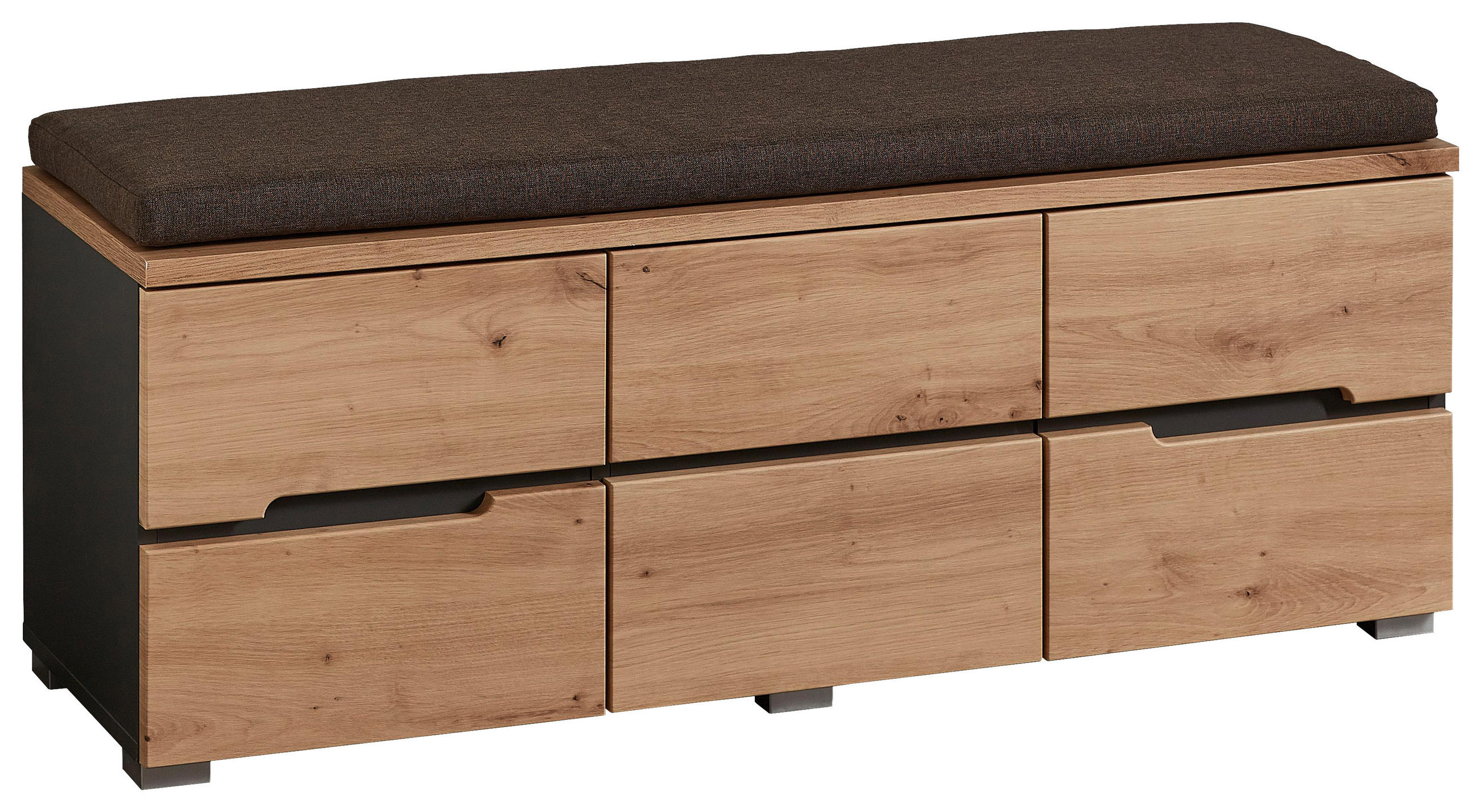 GARDEROBENBANK Webstoff Graphitfarben, Eichefarben - Eichefarben/Graphitfarben, Design, Textil (120/48/38cm) - Voleo