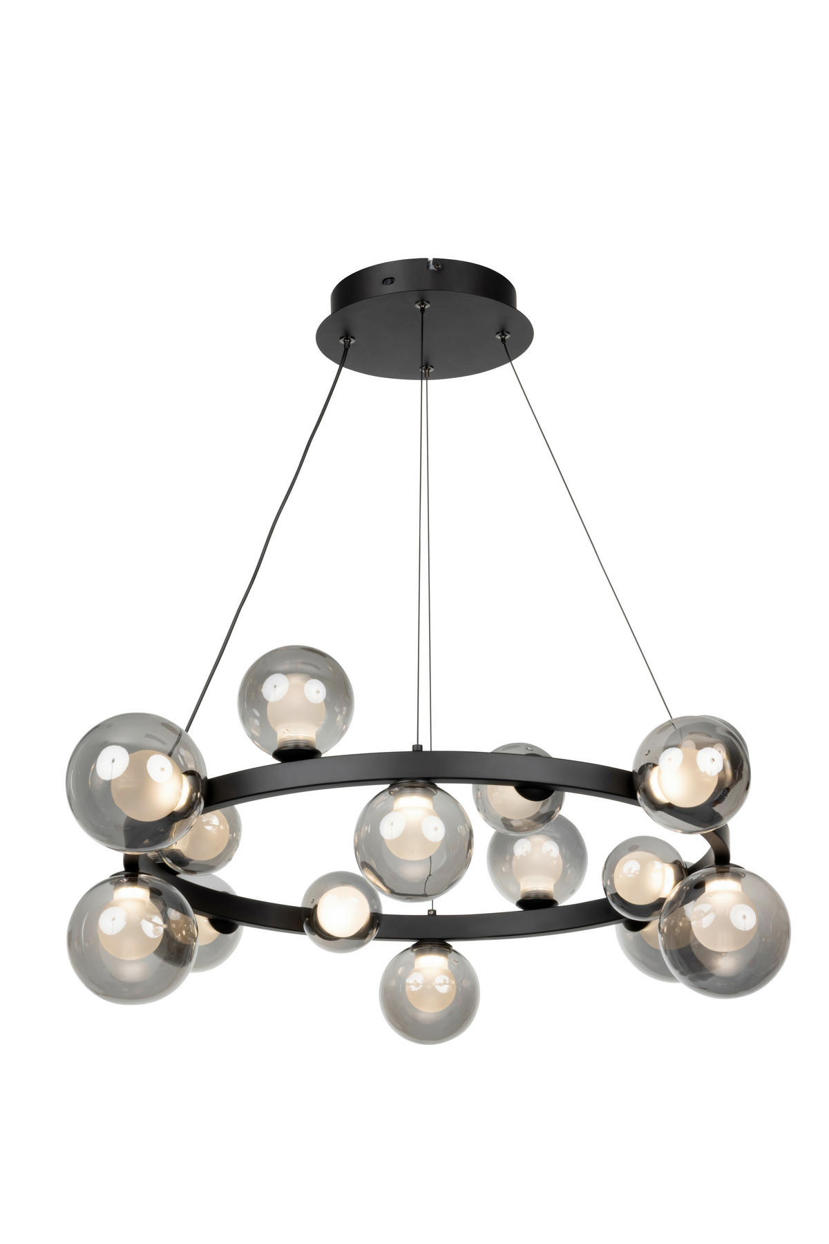 ZÁVESNÉ LED SVIETIDLO, 79,5/150 cm  - čiernohnedá, Design, kov/sklo (79,5/150cm) - Dieter Knoll