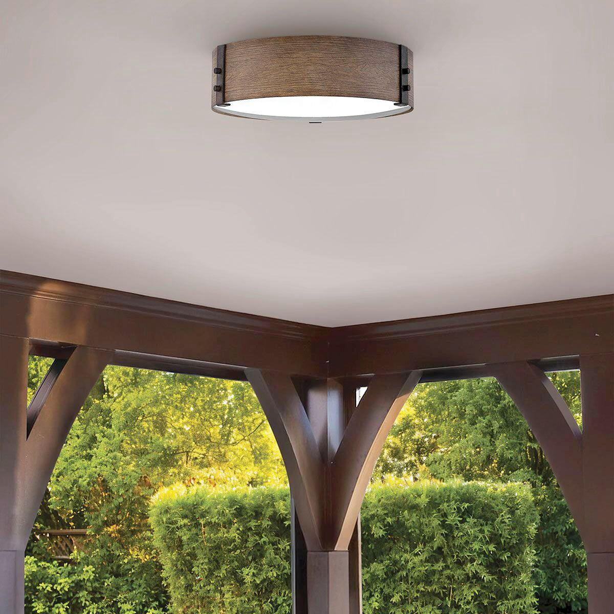 AUSSENDECKENLEUCHTE Sawyer Outdoor 12/38 cm  - Wildeiche/Dunkelbraun, Konventionell, Metall (12/38cm) - Elstead Lighting