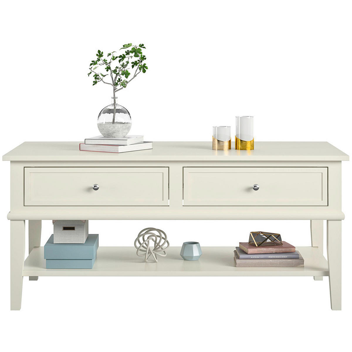 COUCHTISCH in Holzwerkstoff  - Silberfarben/Weiß, Design, Holzwerkstoff/Metall (103/46/52cm) - MID.YOU