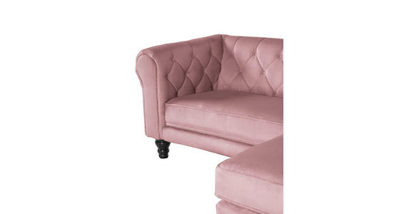 ECKSOFA Rosa Plüsch  - Dunkelbraun/Rosa, Design, Holz/Textil (260/160cm) - Carryhome