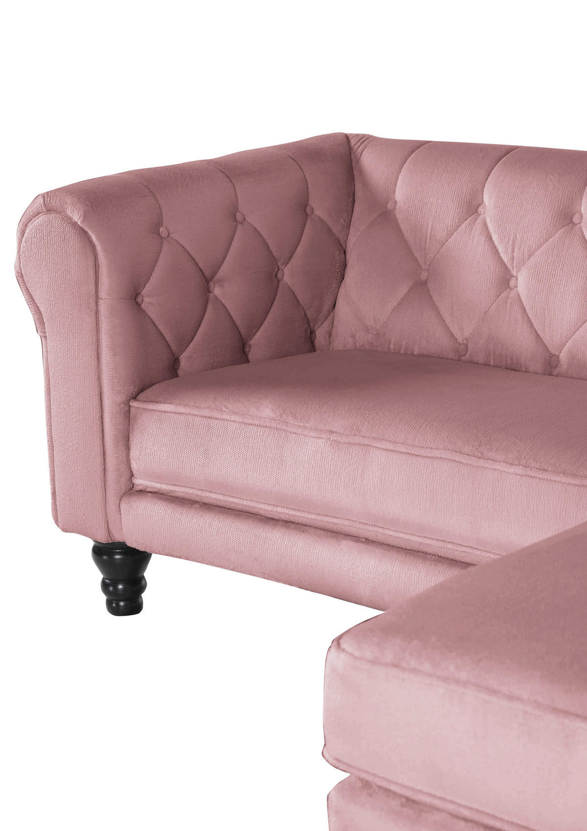 HÖRNSOFFA i plysch rosa  - mörkbrun/rosa, Design, trä/textil (260/160cm) - MID.YOU