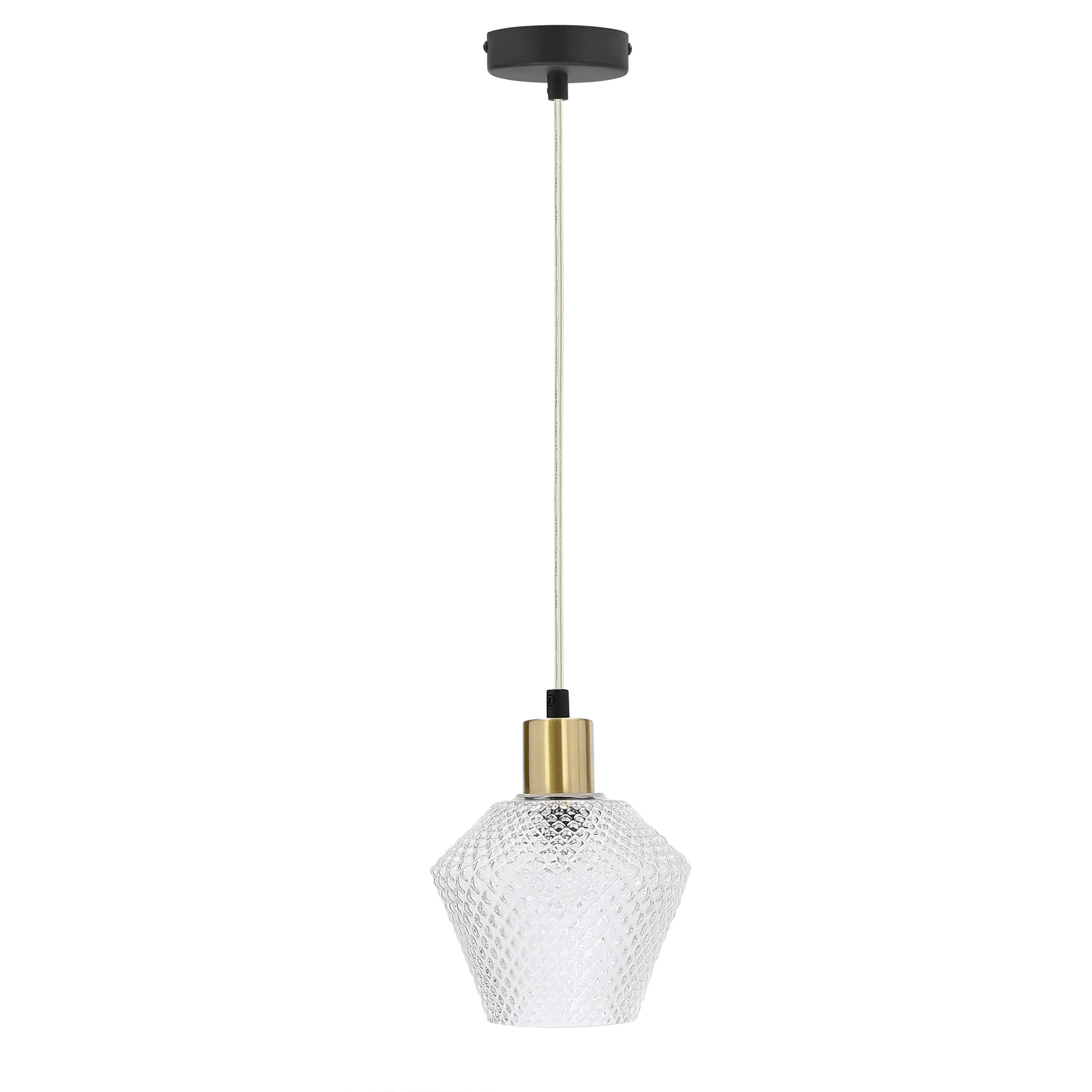 PENDELLEUCHTE 14/14/120 cm  - Transparent/Goldfarben, KONVENTIONELL, Metall (14/14/120cm)