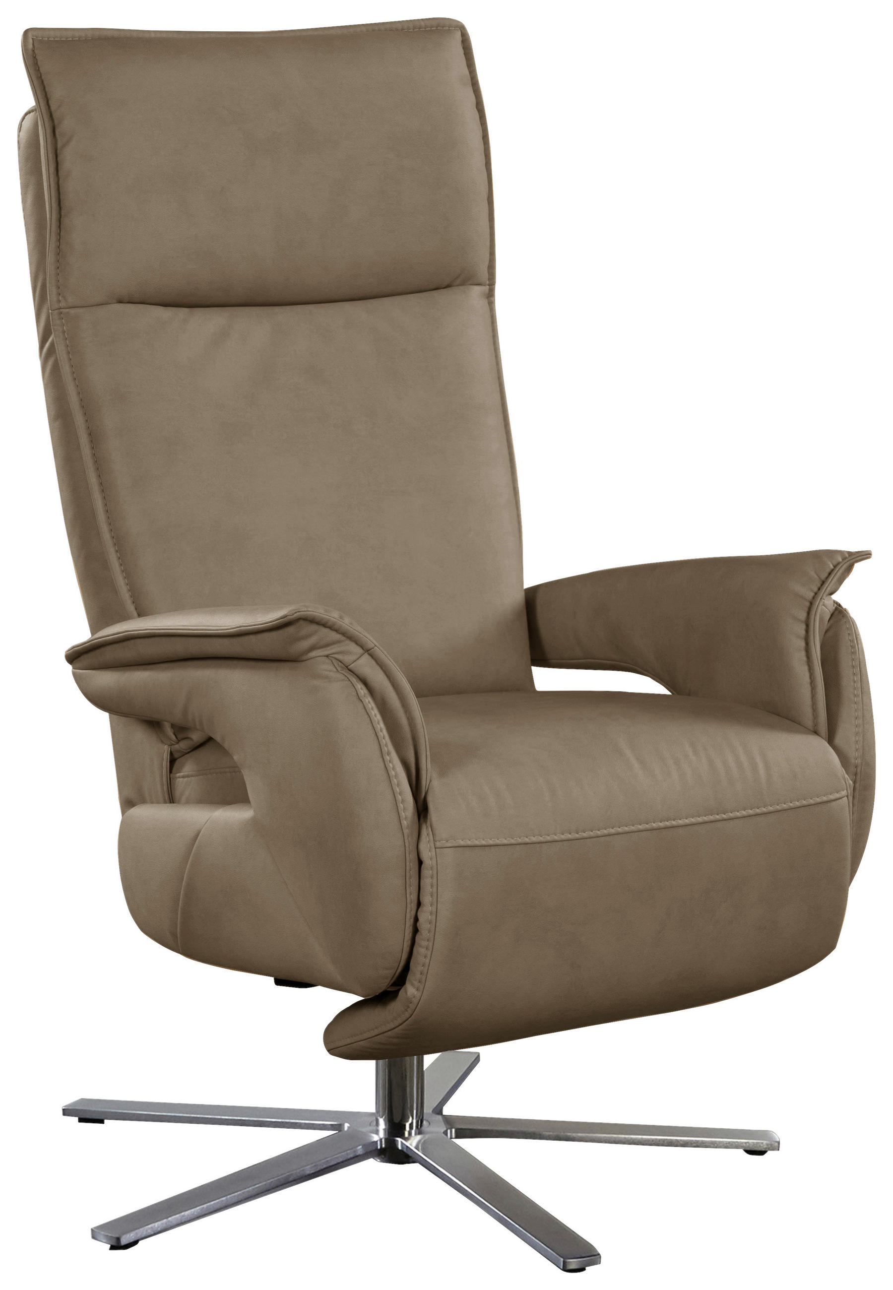 FERNSEHSESSEL in Fango - Edelstahlfarben/Fango, Modern, Leder/Metall (77/116/80cm) - Livetastic