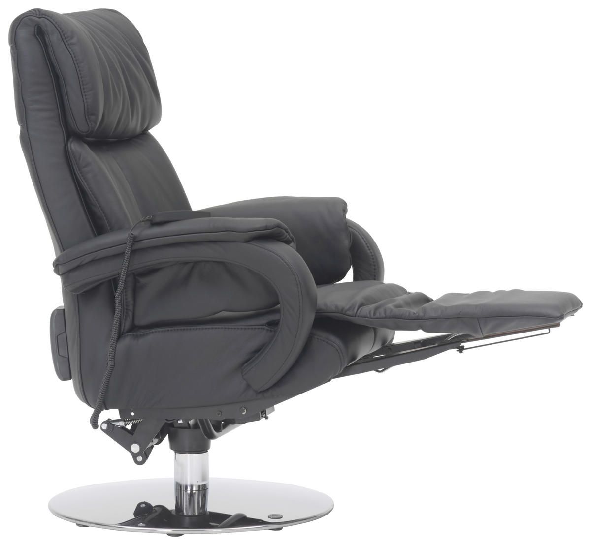RELAXSESSEL in Leder Schwarz  - Chromfarben/Schwarz, Design, Leder/Metall (72/98/85cm) - Himolla