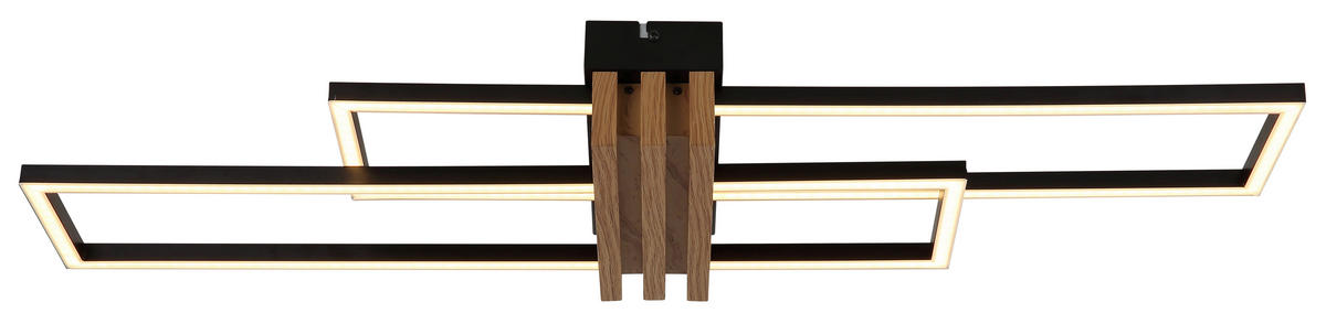 LED-DECKENLEUCHTE DAKARI I 80/23/8,6 cm   - Dunkelbraun/Opal, Design, Kunststoff/Metall (80/23/8,6cm)