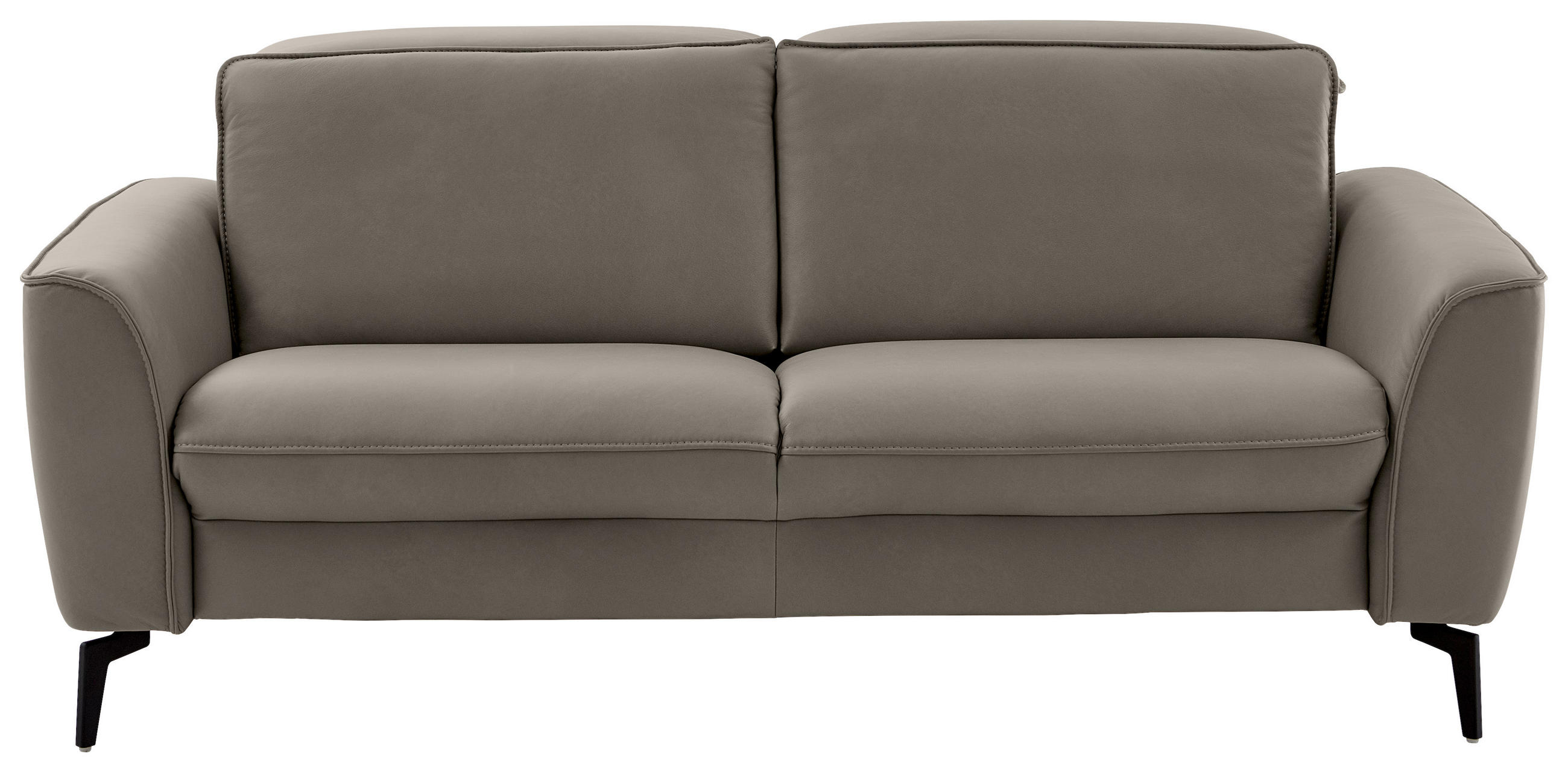 2,5-SITZER in Echtleder Grau  - Schwarz/Grau, Natur, Leder/Metall (194/81/110cm) - Valdera