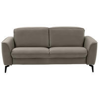2,5-SITZER in Echtleder Grau  - Schwarz/Grau, Natur, Leder/Metall (194/81/110cm) - Valdera