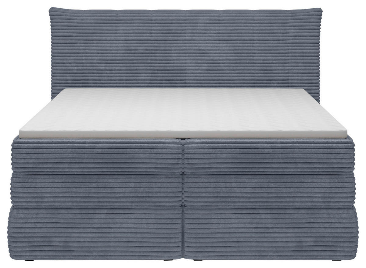 BOXSPRINGBETT 180/200 cm,  in Dunkelgrau, gepolstertes Kopfteil, Bettkasten, Topper, Matratzen, H2 + H2 = mittel  - Dunkelgrau/Schwarz, Design, Kunststoff/Textil (180/200cm) - Chameo