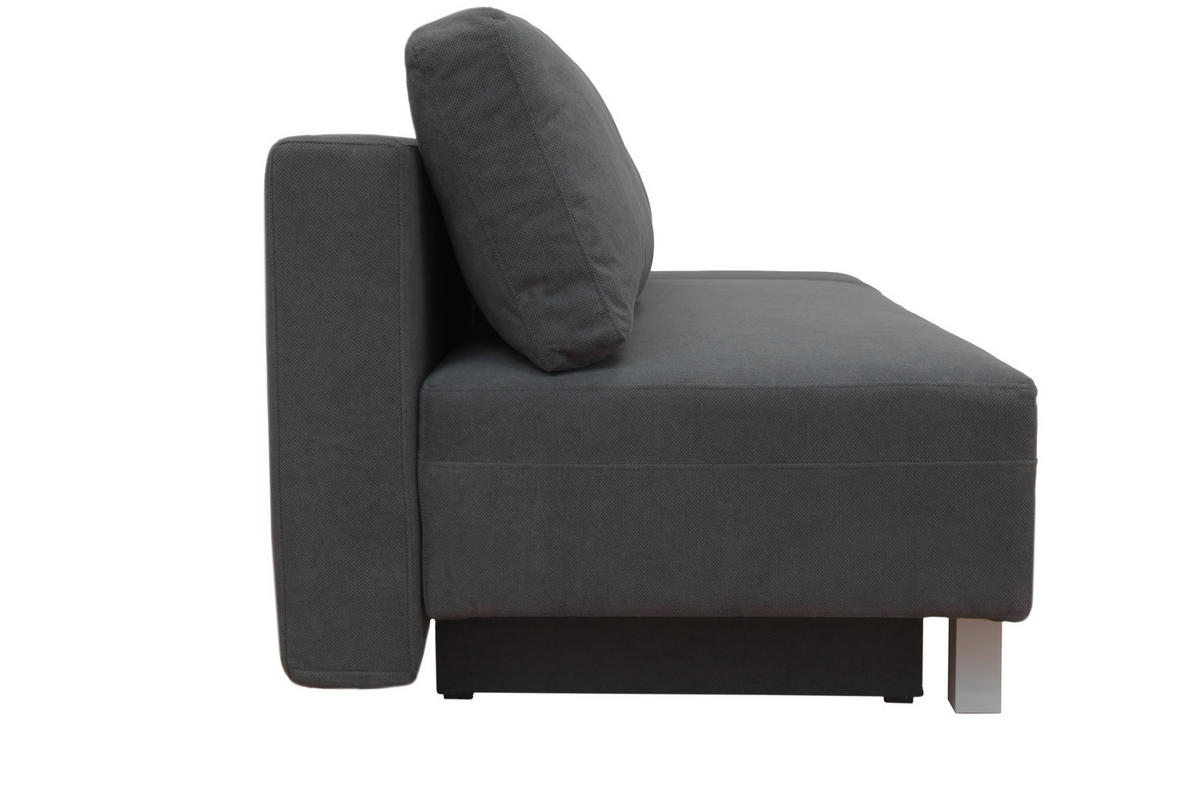 SCHLAFSOFA Flachgewebe Dunkelgrau  - Chromfarben/Dunkelgrau, Design, Holz/Textil (205/77-93/99cm) - Novel