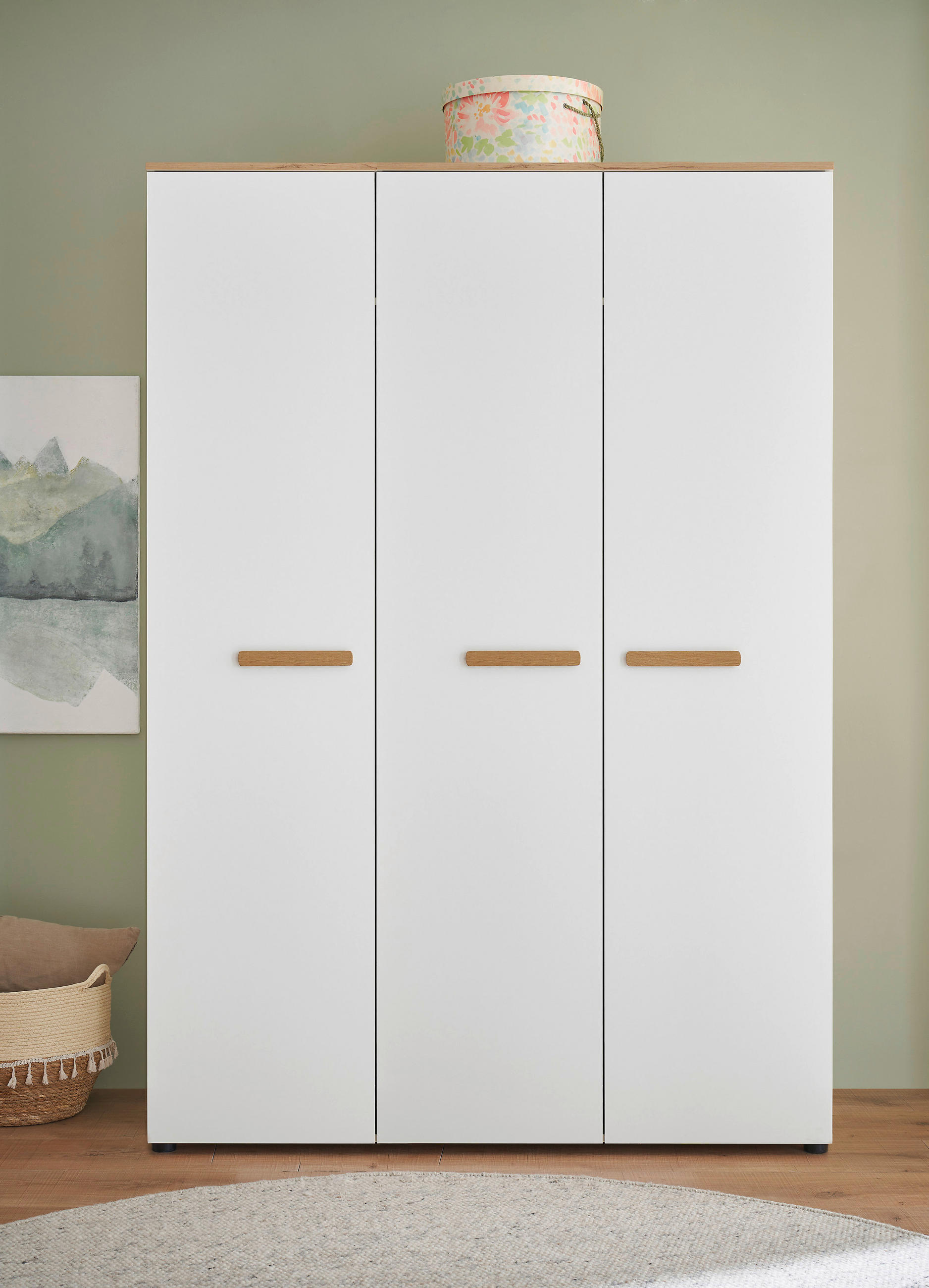 BABYKLEIDERSCHRANK  - Eiche Artisan/Weiß, Basics, Holzwerkstoff/Kunststoff (135/195/60cm) - My Baby Lou