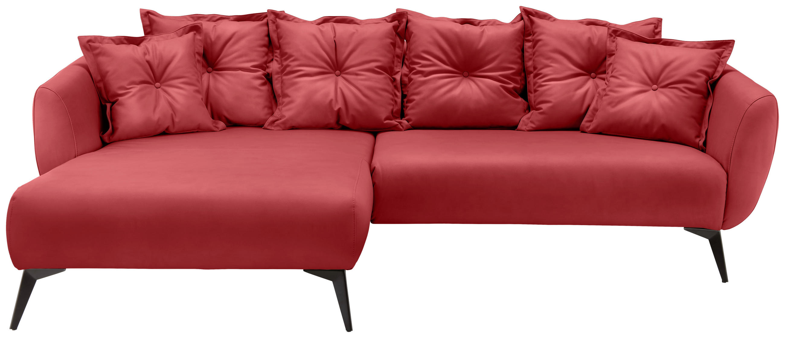 ECKSOFA Rot Lederlook  - Rot/Schwarz, MODERN, Textil/Metall (162/277cm) - Livetastic