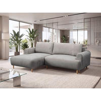 ECKSOFA VIRA Grau Struktur Rückenkissen, Bettkasten, Liegefläche im Originalstoff  - Naturfarben/Grau, Design, Holz/Textil (150/230cm) - MID.YOU
