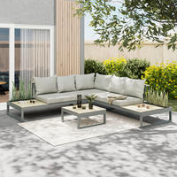 LOUNGEGARNITUR Aluminium  - Dunkelgrau/Beige, MODERN, Textil/Metall - Ambia Garden