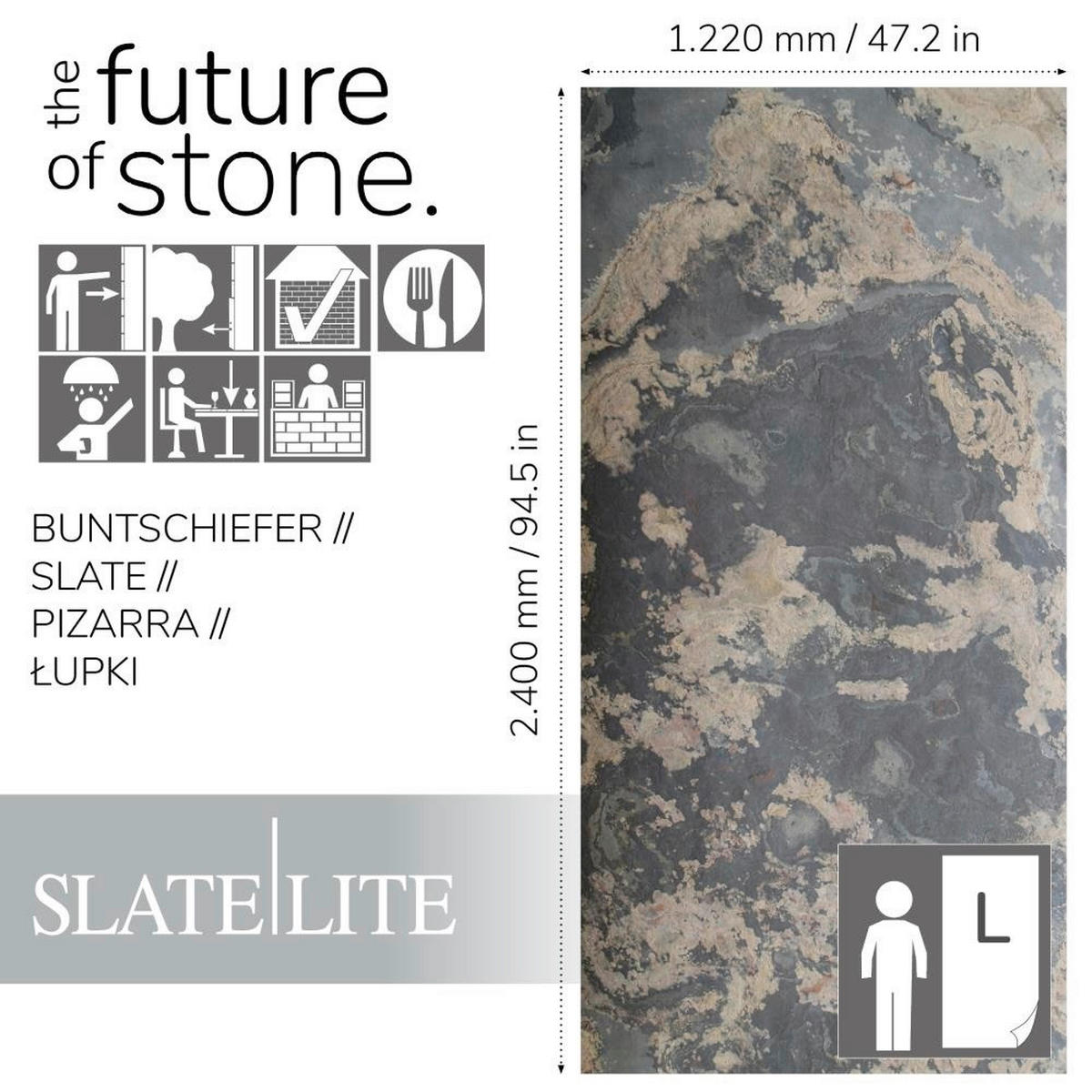 WANDPANEEL Anthrazit, Grau, Schwarz, Sandfarben, Dunkelgrau, Beige  - Sandfarben/Dunkelgrau, Basics, Kunststoff/Stein (240/120cm)