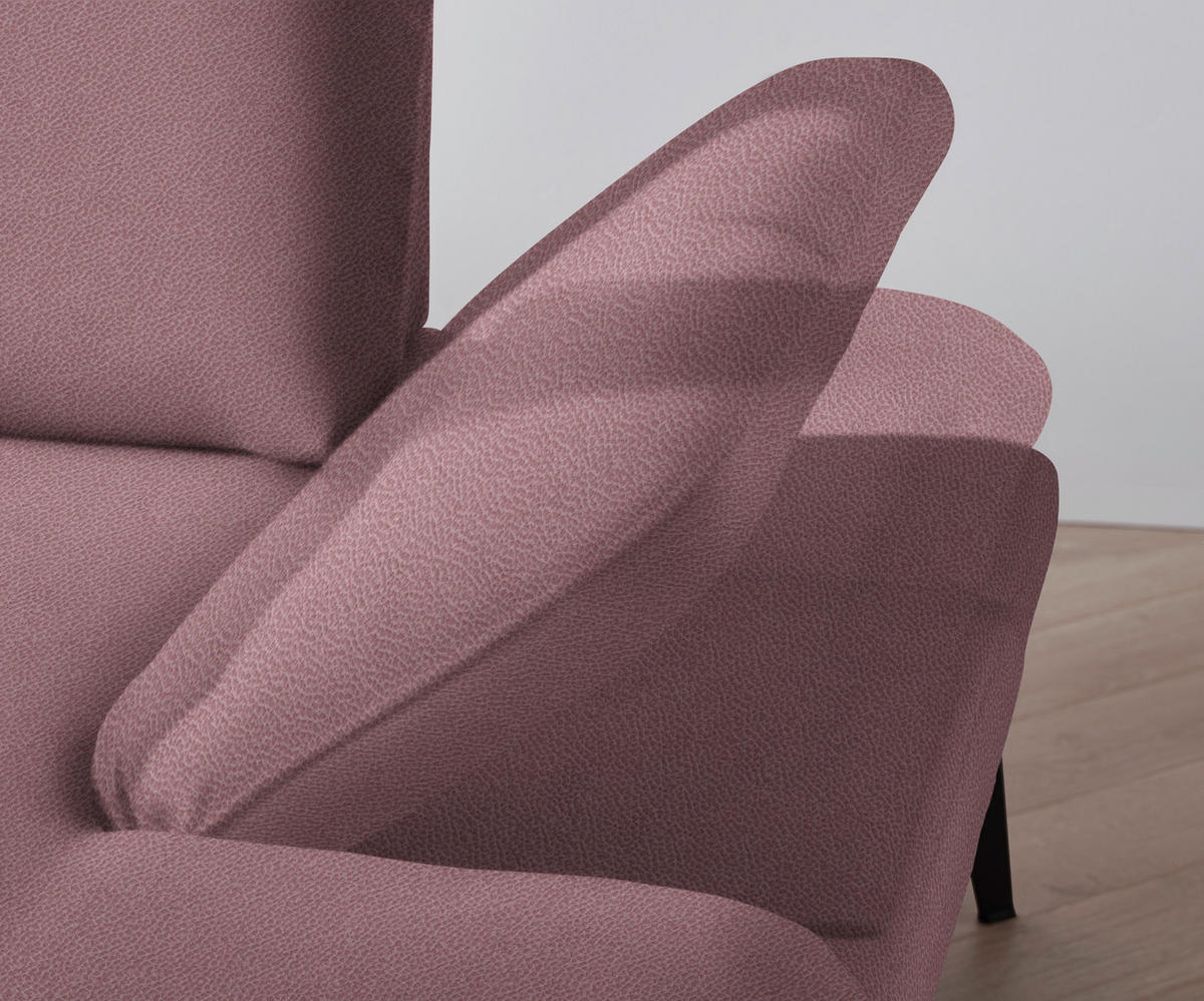 ECKSOFA in Flachgewebe Rosa  - Schwarz/Rosa, Design, Textil/Metall (180/289cm) - Stylife