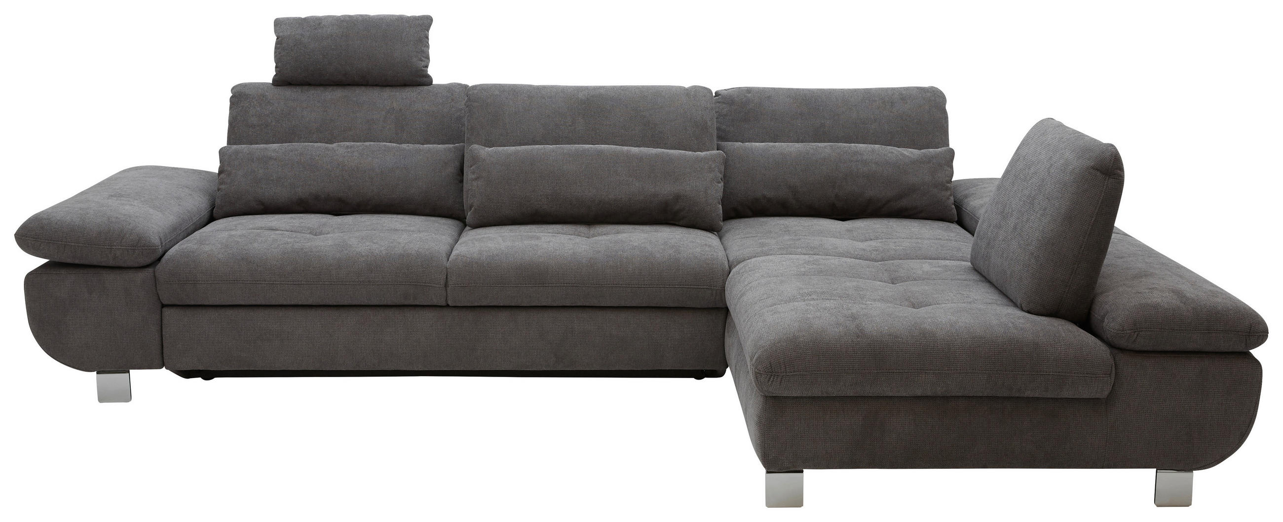ECKSOFA Grau Webstoff  - Chromfarben/Grau, Design, Textil/Metall (310/203cm) - Xora