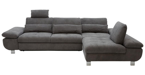 ECKSOFA Grau Webstoff Nierenkissen, Rücken echt  - Chromfarben/Grau, Design, Textil/Metall (310/203cm) - Xora