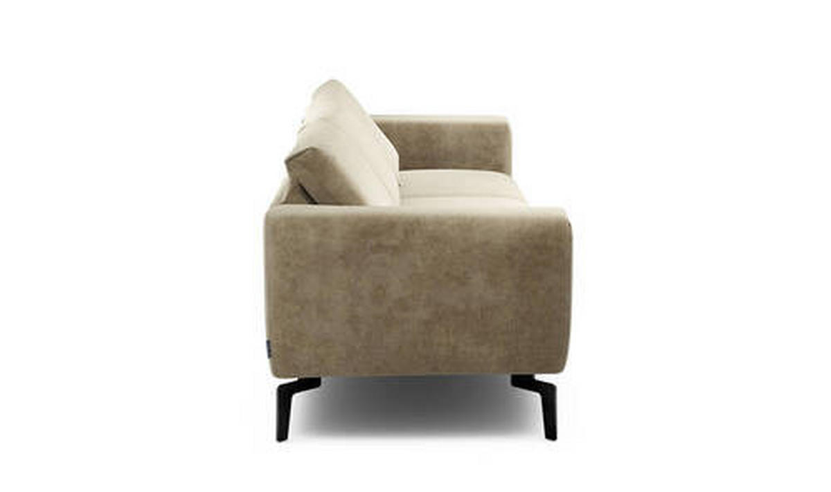 3-SITZER-SOFA in Samt Sandfarben  - Sandfarben/Schwarz, Design, Textil/Metall (250/86/86-94cm) - SENSOO