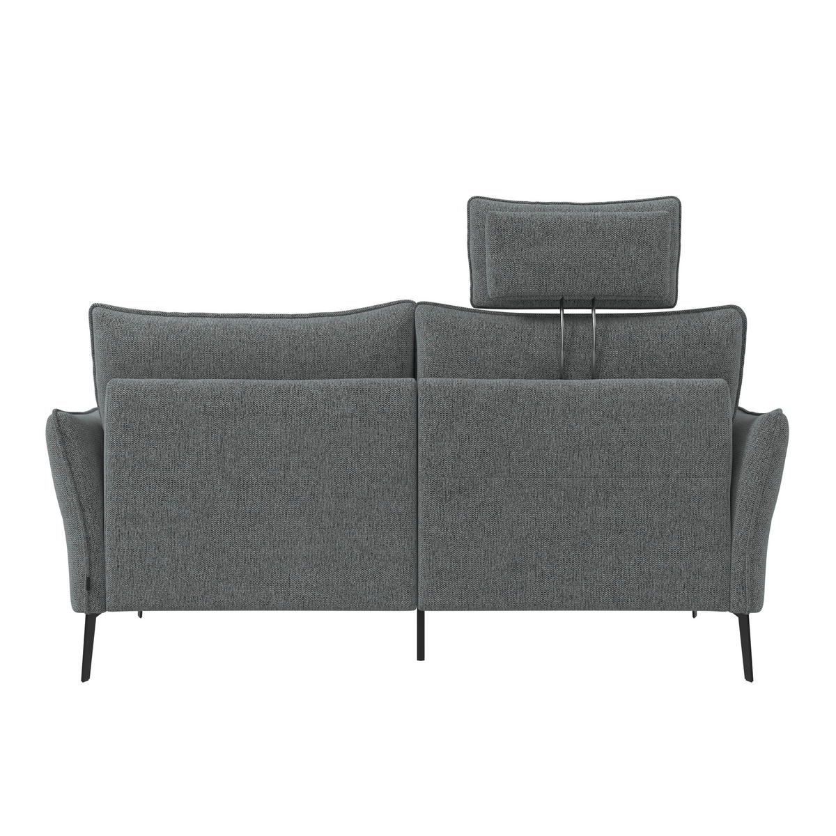 3-SITZER-SOFA Chenille Dunkelgrau  - Dunkelgrau/Schwarz, Konventionell, Textil/Metall (184/90/92cm) - Elegando