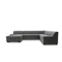 WOHNLANDSCHAFT Dunkelgrau Webstoff  - Wengefarben/Dunkelgrau, Design, Holz/Textil (153/328/212cm) - MID.YOU